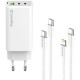 Зарядное устройство ColorWay GaN Mini 65W PD Port PPS USB (USB-2C1A) cable Type-C&Lightning (CW-CHS058PDCL-WT)