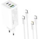 Зарядное устройство ColorWay GaN Mini 65W PD Port PPS USB (USB-2C1A) cable Type-C&Lightning (CW-CHS058PDCL-WT)
