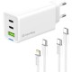 Зарядное устройство ColorWay GaN Mini 65W PD Port PPS USB (USB-2C1A) cable Type-C&Lightning (CW-CHS058PDCL-WT)