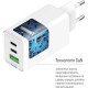 Зарядное устройство ColorWay GaN Mini 65W PD Port PPS USB (USB-2C1A) cable Type-C&Lightning (CW-CHS058PDCL-WT)