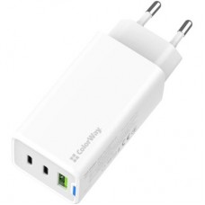 Зарядний пристрій ColorWay GaN Mini 65 W PD Port PPS USB (USB-2C1A) white (CW-CHS058PD-WT) - Фото