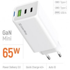 Зарядний пристрій ColorWay GaN Mini 65 W PD Port PPS USB (USB-2C1A) white (CW-CHS058PD-WT) - Фото
