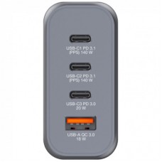 Зарядний пристрій Verbatim GaN 140 W 4 ports (2xUSB-C-140 W, USB-C 20 W / USB-A -3.0) (32203) - Фото