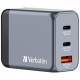 Зарядное устройство Verbatim GaN 65 W 3 ports (2xUSB-C-65 W /USB-A -3.0) (32201)