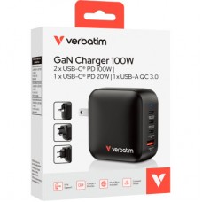 Зарядний пристрій Verbatim MiniGaN 100 W 4 ports (3xUSB-C/1xUSB-A) (32231) - Фото