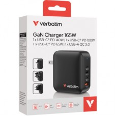 Зарядний пристрій Verbatim MiniGaN 165 W 4 ports (3xUSB-C/1xUSB-A) (32216) - Фото