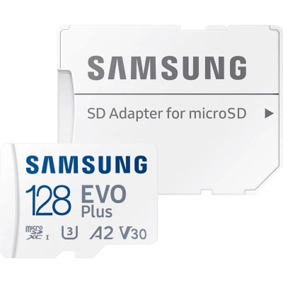 Картка пам'яті Samsung 128 GB microSDXC Class 10 UHS-I U3 V30 A2 EVO Plus+SD Adapte (MC128SA/EU)
