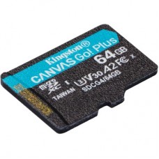 Картка пам'яті Kingston 64 GB microSDXC сlass 10 UHS-I U3 V30 A2 Canvas Go Plus G4 (SDCG4/64GBSP) - Фото