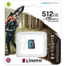 Картка пам'яті Kingston 512GB microSDXC сlass 10 UHS-I U3 V30 A2 Canvas Go Plus G4 (SDCG4/512GBSP) - Фото