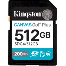 Карта памяти Kingston 512GB SDXC сlass 10 UHS-I U3 V30 Canvas Go Plus G4 (SDG4/512GB)
