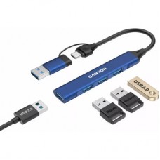 Концентратор Canyon hub DS-02 4in1 USB-A/C Blue (CNS-TDS02BL) - Фото