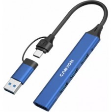 Концентратор Canyon hub DS-02 4in1 USB-A/C Blue (CNS-TDS02BL) - Фото