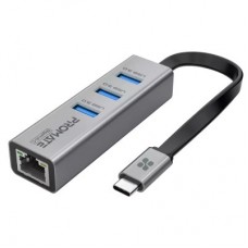 Концентратор Promate USB Hub 4 ports gigahub-c.grey (gigahub-c.grey) - Фото
