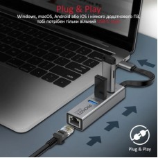 Концентратор Promate USB Hub 4 ports gigahub-c.grey (gigahub-c.grey) - Фото