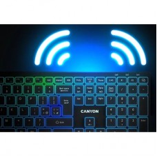 Клавиатура Canyon HKB-W11 Slim Dual Mode Wireless/Bluetooth RGB UA Black (CNS-HBTK11B) - Фото