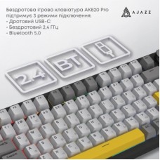 Клавіатура Ajazz AK820 Pro Flying Fish Switch Purple RGB USB/Wireless/Bluetooth UA Purple (AK820PRO-FF-PWB) Клавіатура Ajazz AK820 Pro Flying Fish Switch Purple RGB USB/Wireless/Bluetooth UA Purple (AK820PRO-FF-PWB) - Фото