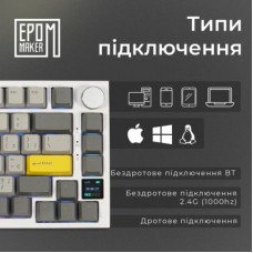 Клавиатура Epomaker AK820 Pro 75 Flying Fish Switch Hot-Swap RGB USB/Wireless/Bluetooth UA White - Фото