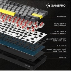 Клавиатура GamePro MK130G Pro Outemu Red Switch Hot-Swap 60 RGB USB/Wireless/Bluetooth Black (MK130G Pro) - Фото