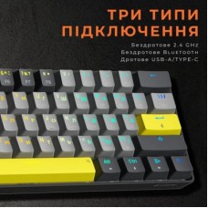 Клавиатура GamePro MK130G Pro Outemu Red Switch Hot-Swap 60 RGB USB/Wireless/Bluetooth Black (MK130G Pro) - Фото