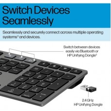 Клавиатура HP 720 Multi-Device Rechargeable Wireless/Bluetooth UA Black (9T5B1AA) - Фото
