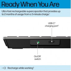 Клавиатура HP 720 Multi-Device Rechargeable Wireless/Bluetooth UA Black (9T5B1AA) - Фото