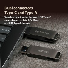 USB флеш накопитель Patriot 128GB Rage R550 Matte Black USB 3.2/Type-C (PE128GR550DSAD) - Фото