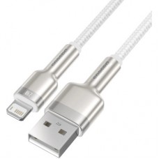 Дата кабель USB 2.0 AM to Lightning 1.0m Cafule Series Metal 2.4A White Baseus (CALJK-A02) - Фото