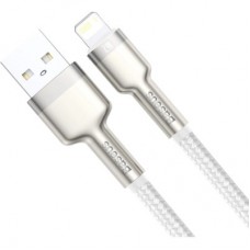 Дата кабель USB 2.0 AM to Lightning 1.0m Cafule Series Metal 2.4A White Baseus (CALJK-A02) - Фото