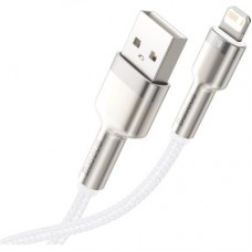 Дата кабель USB 2.0 AM to Lightning 1.0m Cafule Series Metal 2.4A White Baseus (CALJK-A02) - Фото