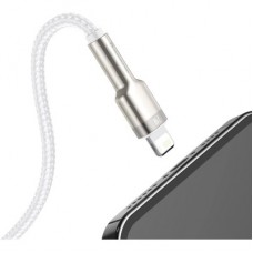 Дата кабель USB 2.0 AM to Lightning 1.0m Cafule Series Metal 2.4A White Baseus (CALJK-A02) - Фото