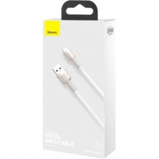 Дата кабель USB 2.0 AM to Lightning 1.0m Cafule Series Metal 2.4A White Baseus (CALJK-A02) - Фото