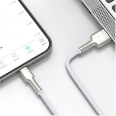 Дата кабель USB 2.0 AM to Lightning 1.0m Cafule Series Metal 2.4A White Baseus (CALJK-A02) - Фото