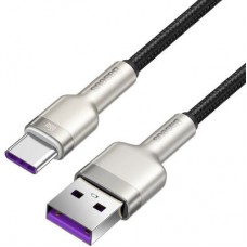 Дата кабель USB 3.1 AM to Type-C 0.25m CAKF 6.0A 66W Cafule Series Metal Data Cable Black Baseus (CAKF000001) - Фото