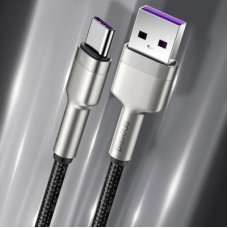 Дата кабель USB 3.1 AM to Type-C 0.25m CAKF 6.0A 66W Cafule Series Metal Data Cable Black Baseus (CAKF000001) - Фото