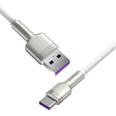 Дата кабель USB 3.1 AM to Type-C 2.0m CAKF 6.0A 66W Cafule Series Metal Data Cable White Baseus (CAKF000202) - Фото