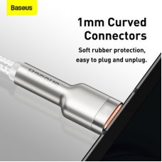 Дата кабель USB 3.1 AM to Type-C 2.0m CAKF 6.0A 66W Cafule Series Metal Data Cable White Baseus (CAKF000202) - Фото