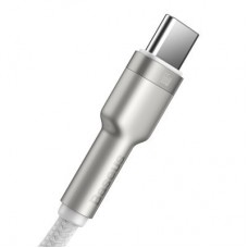Дата кабель USB 3.1 AM to Type-C 2.0m CAKF 6.0A 66W Cafule Series Metal Data Cable White Baseus (CAKF000202) - Фото