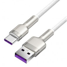 Дата кабель USB 3.1 AM to Type-C 2.0m CAKF 6.0A 66W Cafule Series Metal Data Cable White Baseus (CAKF000202) - Фото
