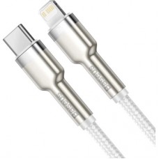 Дата кабель USB-C to Lightning 1.0m Cafule Metal PD 20W white Baseus (CATLJK-A02) - Фото