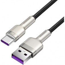 Дата кабель USB 2.0 AM to USB-C 1.0m Cafule Metal 66W black Baseus (CAKF000101) - Фото