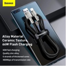 Дата кабель USB 2.0 AM to USB-C 1.0m Cafule Metal 66W black Baseus (CAKF000101) - Фото
