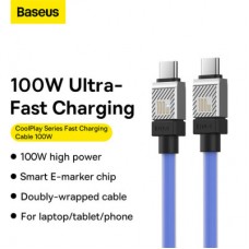 Дата кабель USB-C to USB-C 1.0m CoolPlay Fast Charging 100W blue Baseus (CAKW000203) - Фото