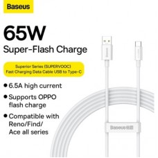 Дата кабель USB 2.0 AM to USB-C 2.0m Superior Fast Charging 60W white Baseus (CAYS001002) - Фото
