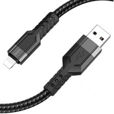 Дата кабель USB 2.0 AM to Lightning 1.2m 2.4A nylon aluminum U110 black HOCO (6931474770561)