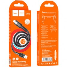 Дата кабель USB 2.0 AM to Micro 5P 1.2m 2.4A nylon aluminum U110 black HOCO (6931474770585) - Фото