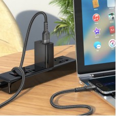Дата кабель USB 2.0 AM to Micro 5P 1.2m 2.4A nylon aluminum U110 black HOCO (6931474770585) - Фото
