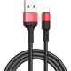 Дата кабель USB 2.0 AM to USB-C 1.0m 2A 18W nylon X26 black+red HOCO (6957531080251)