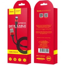 Дата кабель USB 2.0 AM to USB-C 1.0m 2A 18W nylon X26 black+red HOCO (6957531080251) - Фото