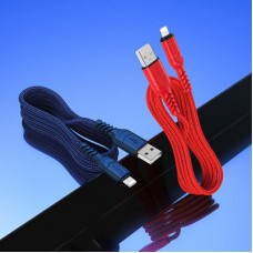 Дата кабель USB 2.0 AM to Lightning 1.0m 2.4A nylon X59 blue HOCO (6931474744883) - Фото