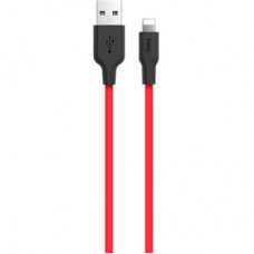 Дата кабель USB 2.0 AM to Lightning 1.0m 2A silicone X21 black+red HOCO (6957531071372) - Фото